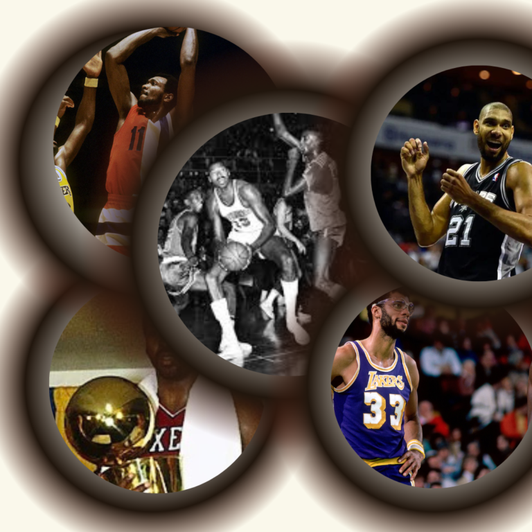 What is a double double in basketball feature image of Wilt Chamberlain, Moses Malone, Elvin Hayes, Kareem Abdul Jabbar, Tim Duncan,