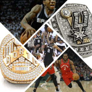 Kawhi Lenoard rings with the San Antonio Spurs and Toronto Raptors.