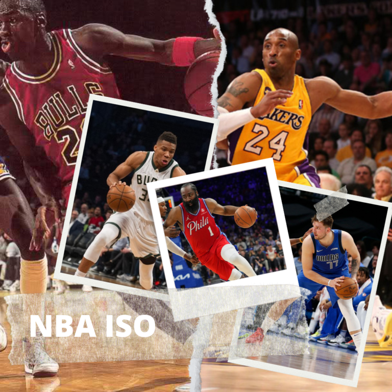 Michael Jordan, Kobe Bryant, Giannis Antetokounmp, James Harden and Luka Doncic playing NBA ISO basketball