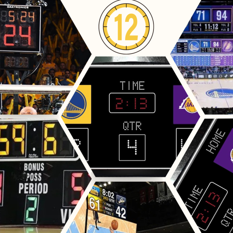 NBA clocks showing the amount of time left in a quarter