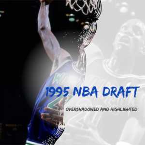 1995 NBA Draft pick Kevin Garnett dunking the basketball.