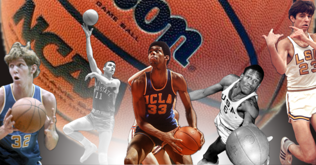 Kareem Abdul Jabbar, Bill Walton, Jerry Lucas, Bill Russell and Pete Maravich are some of the best college basketball players of all time.